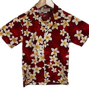 PLUMERIA BOYS ALOHA SHIRT 100% cotton Hawaiian shirt floral collar button down